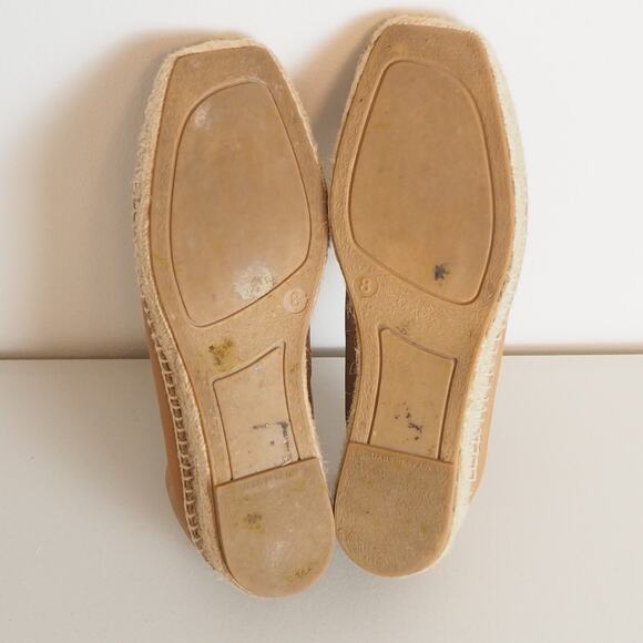 Everlane The Espadrille Leather Square Toe Slip Ons Tan Women's Size 8 - Picture 9 of 11